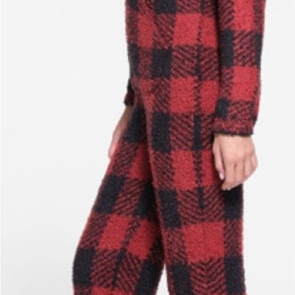 SKIMS Unisex Red Black Brick Buffalo Check Cozy Knit Onesie Size Small/Med NWT - Picture 3 of 5